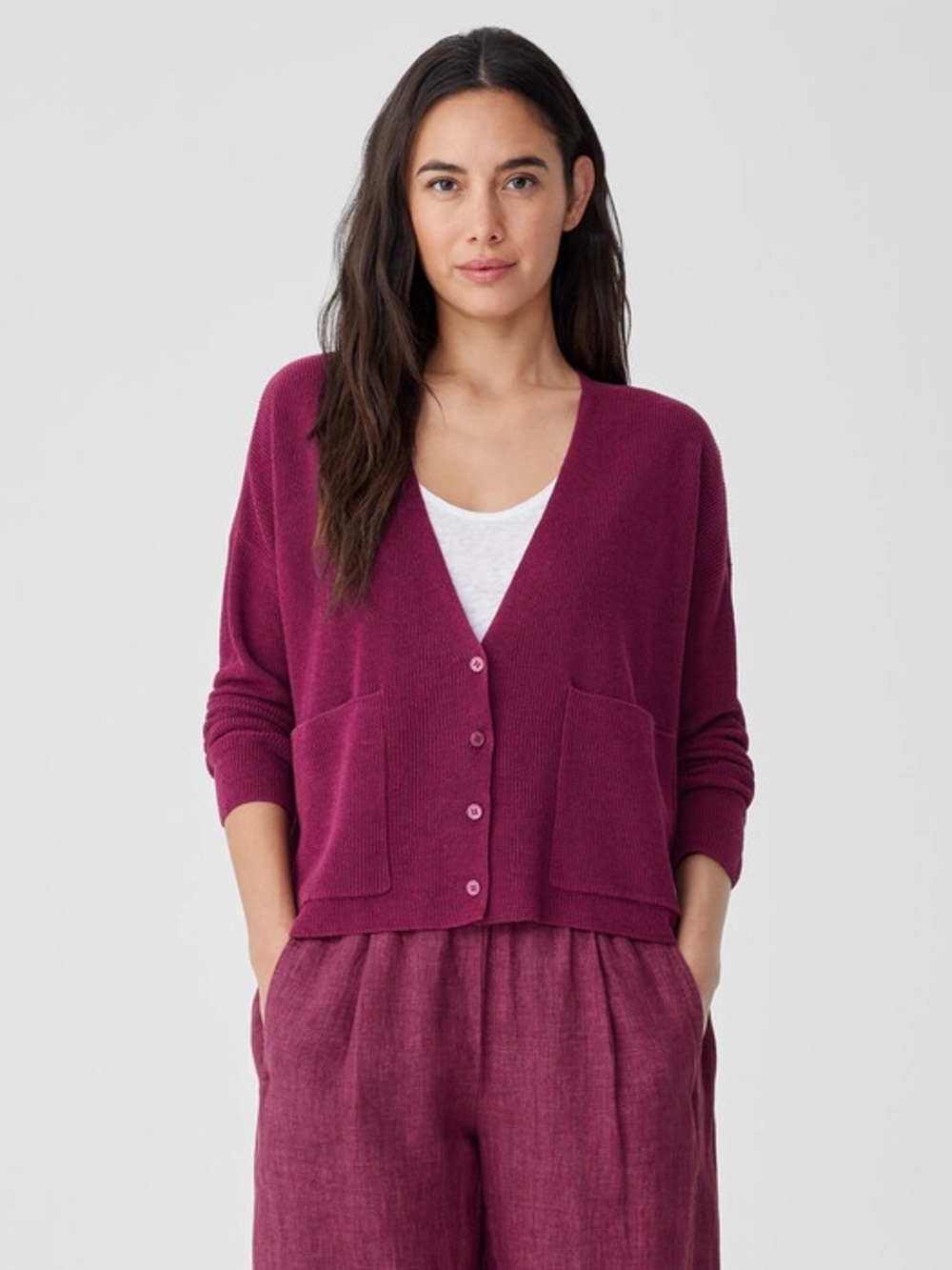 Eileen Fisher Womens Organic Linen Cotton V-Neck Cardigan S Quiet Luxury READ - Picture 8 of 8